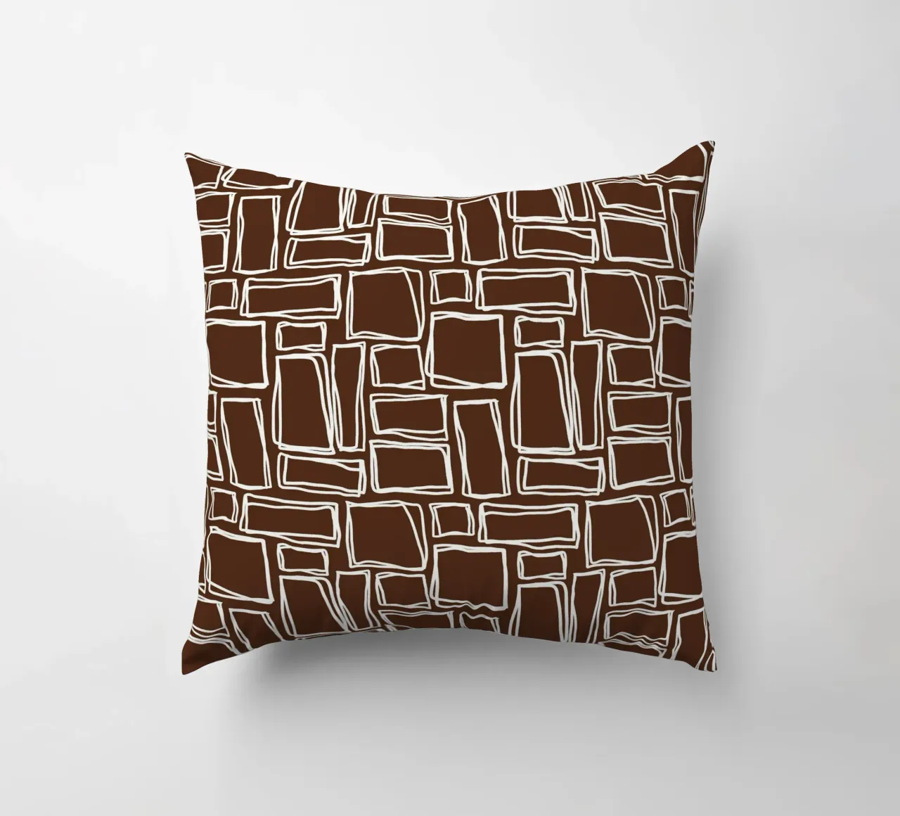 Quadrati Doodle in marrone cacao cuscino da Happy Littles