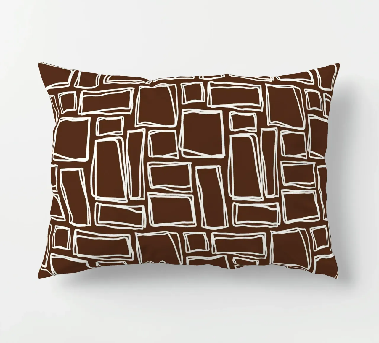 Quadrati Doodle in marrone cacao cuscino da Happy Littles