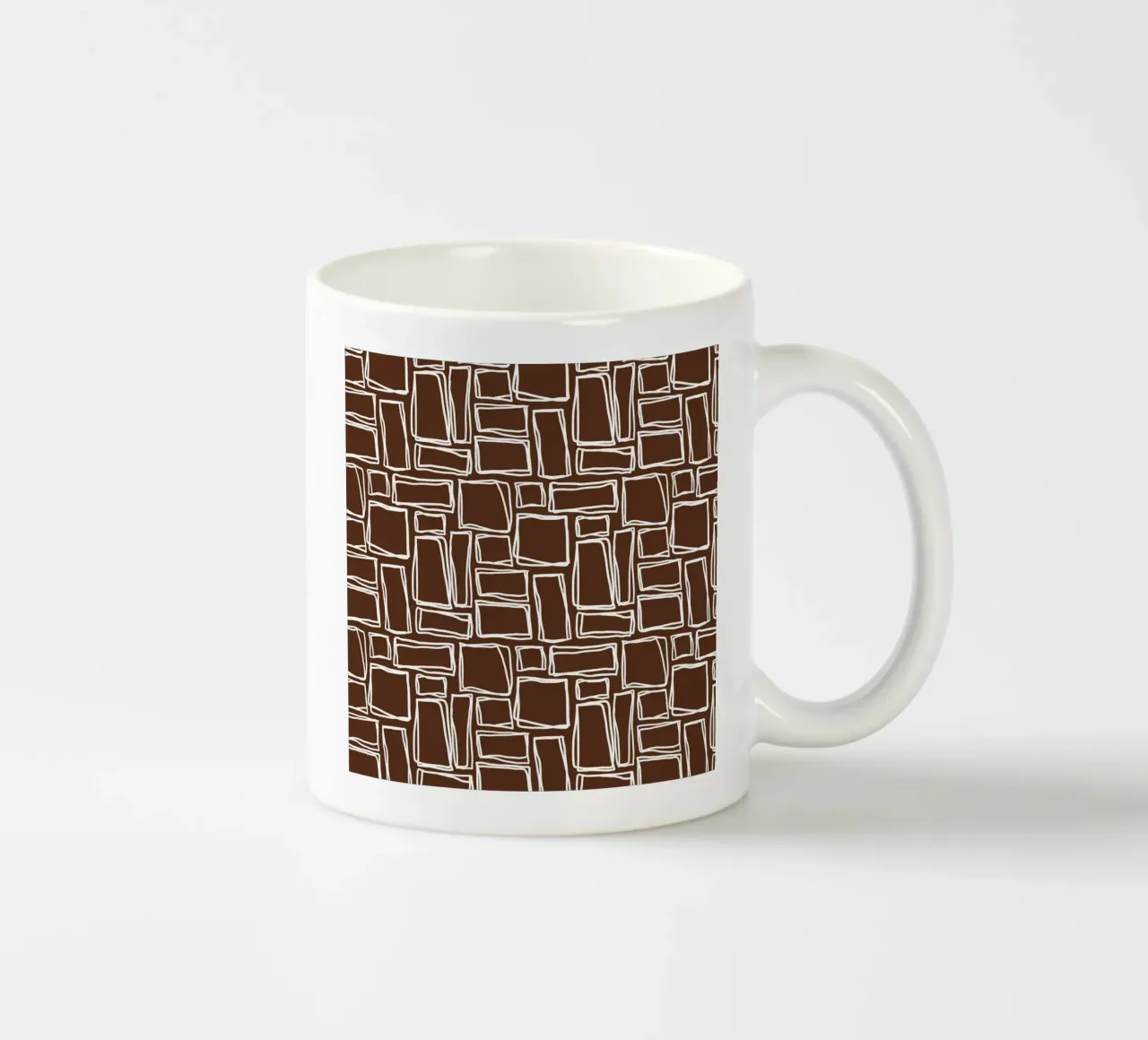 Quadrati Doodle in marrone cacao tazza in ceramica da Happy Littles
