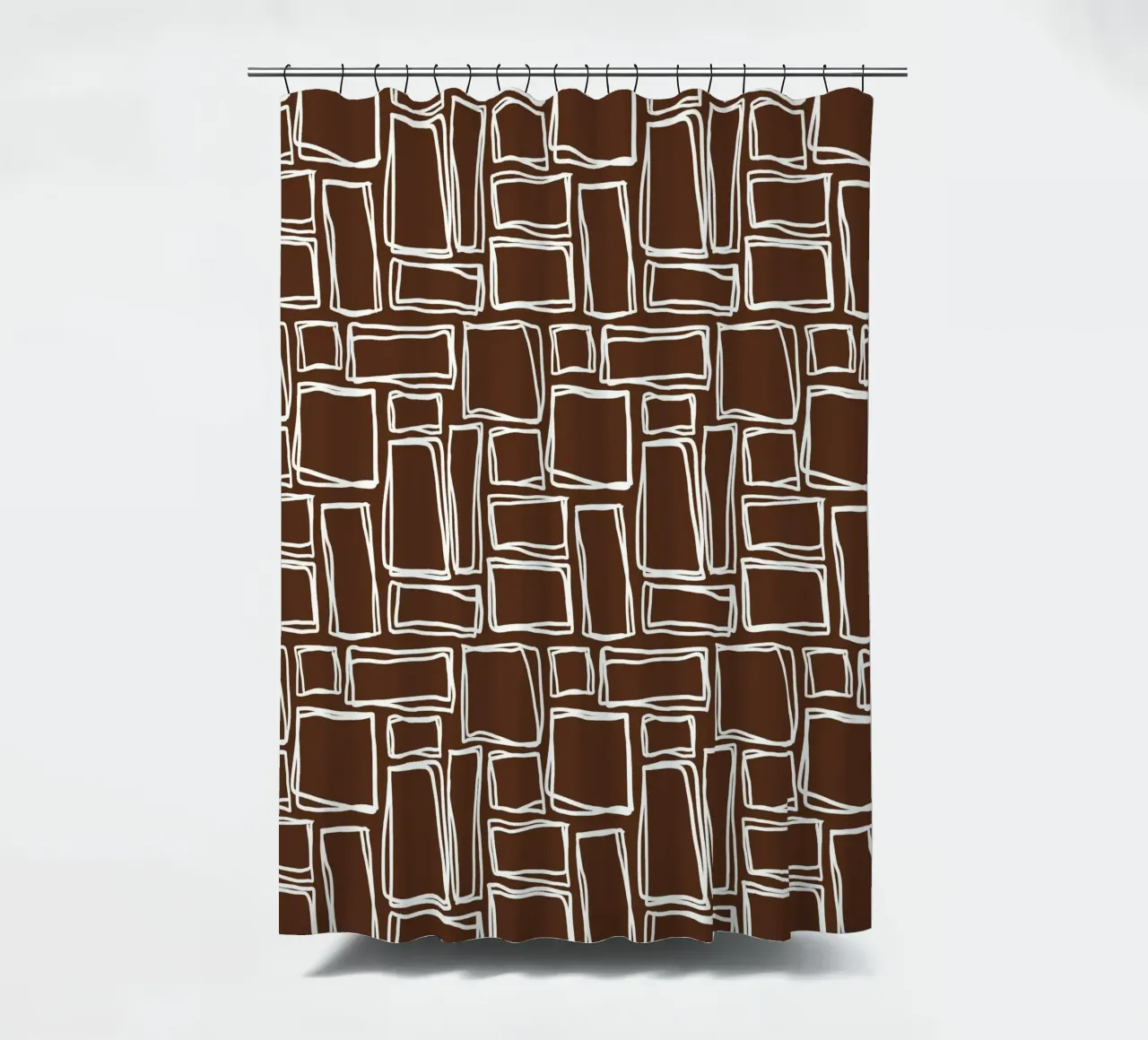 Doodle Squares in Kakaobraun Duschvorhang von Happy Littles