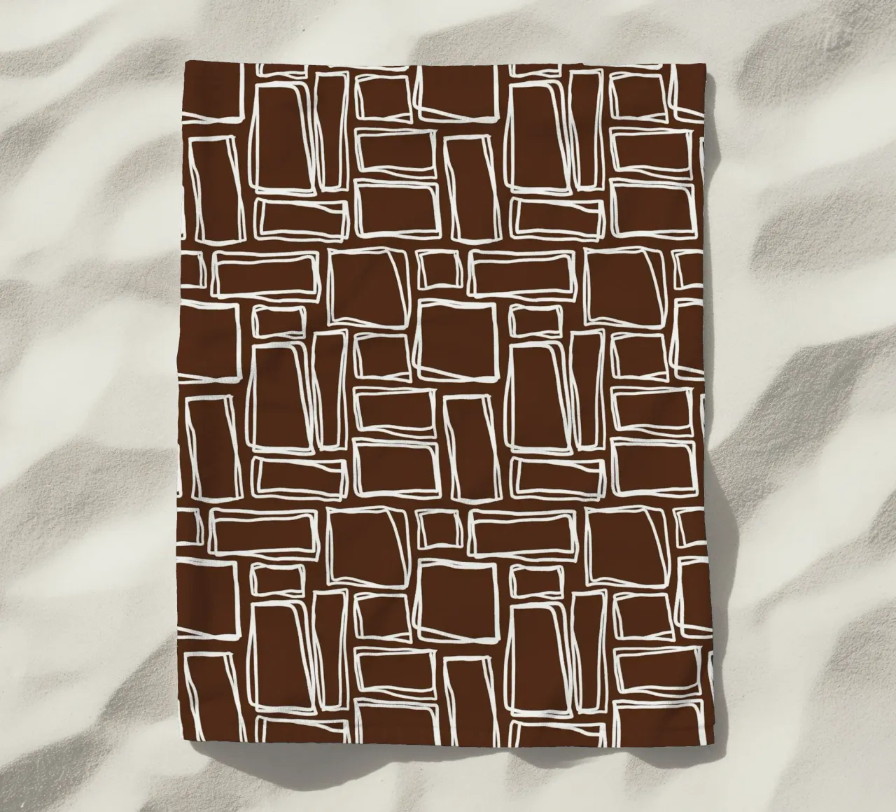 Quadrati Doodle in marrone cacao telo mare da Happy Littles