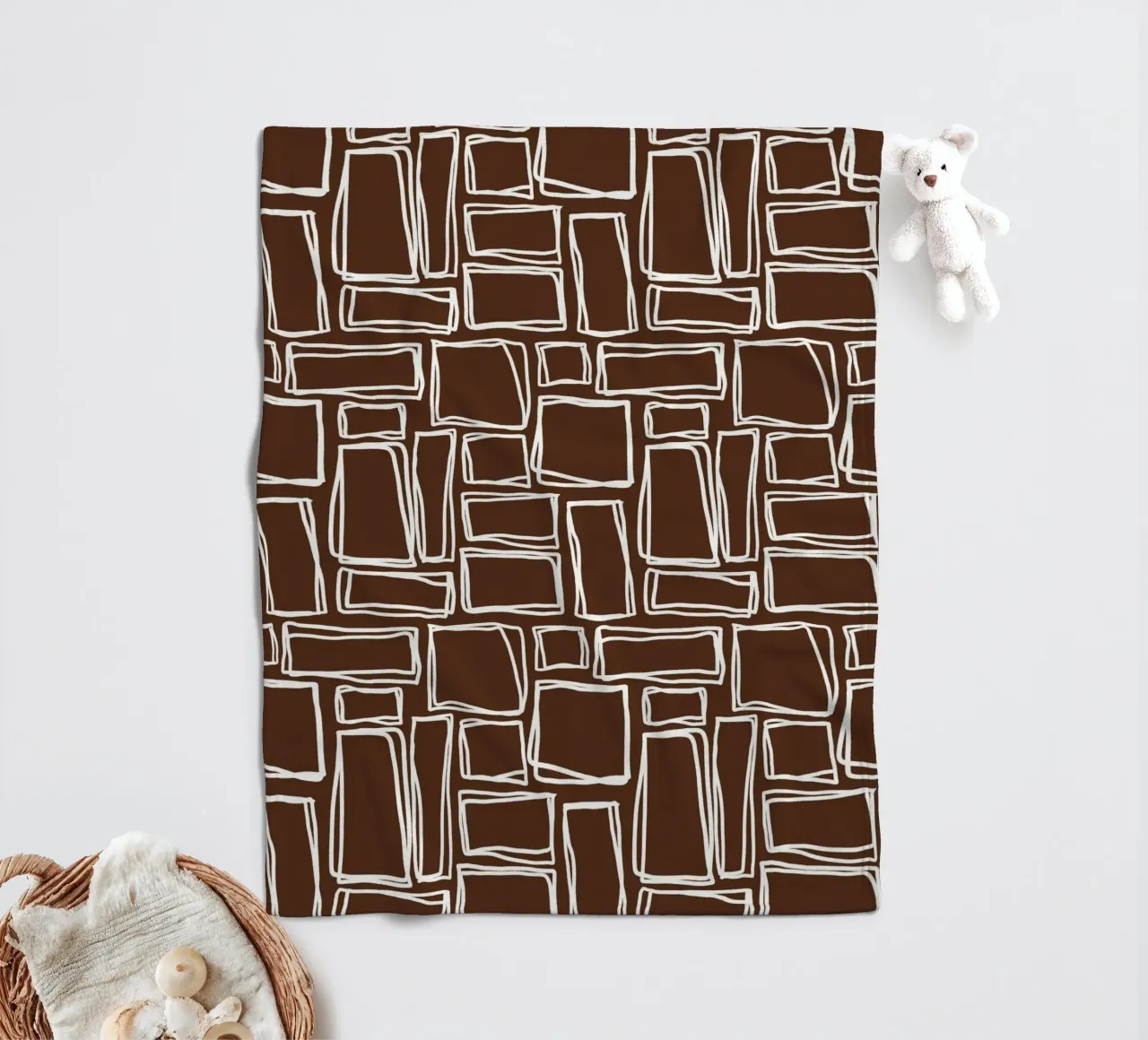 Quadrati Doodle in marrone cacao coperta in pile da Happy Littles