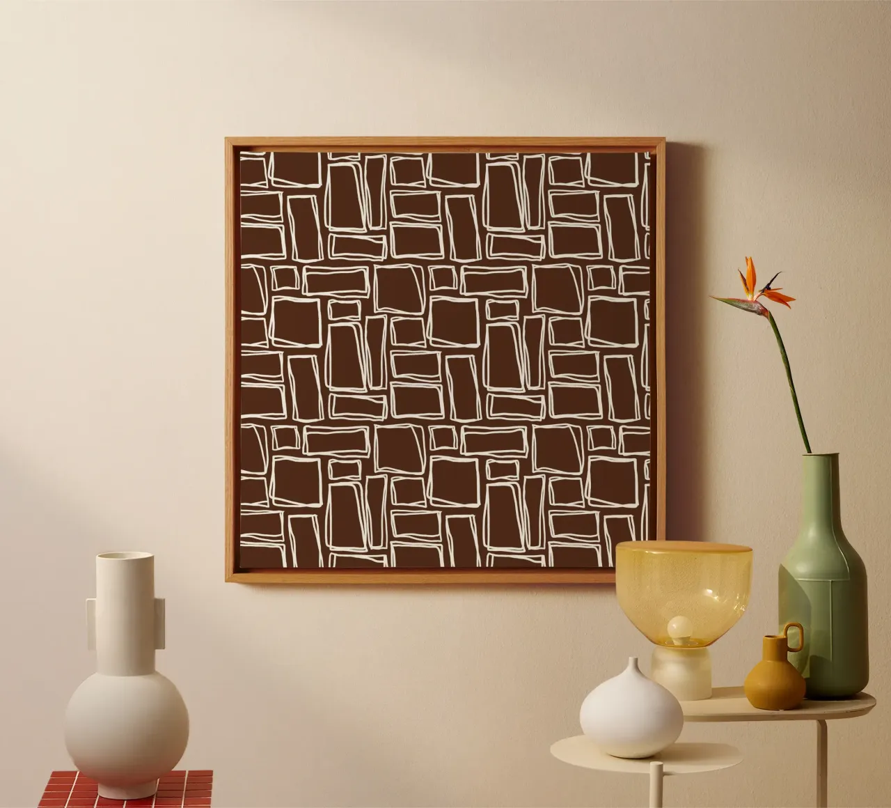Doodle Squares in Cocoa Brown canvas by Happy Littles