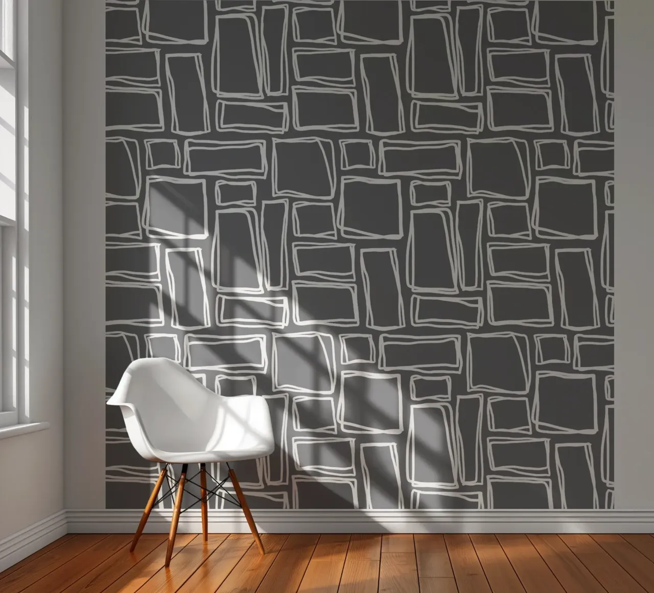 Doodle Squares in Urban Gray photo wallpaper by Happy Littles