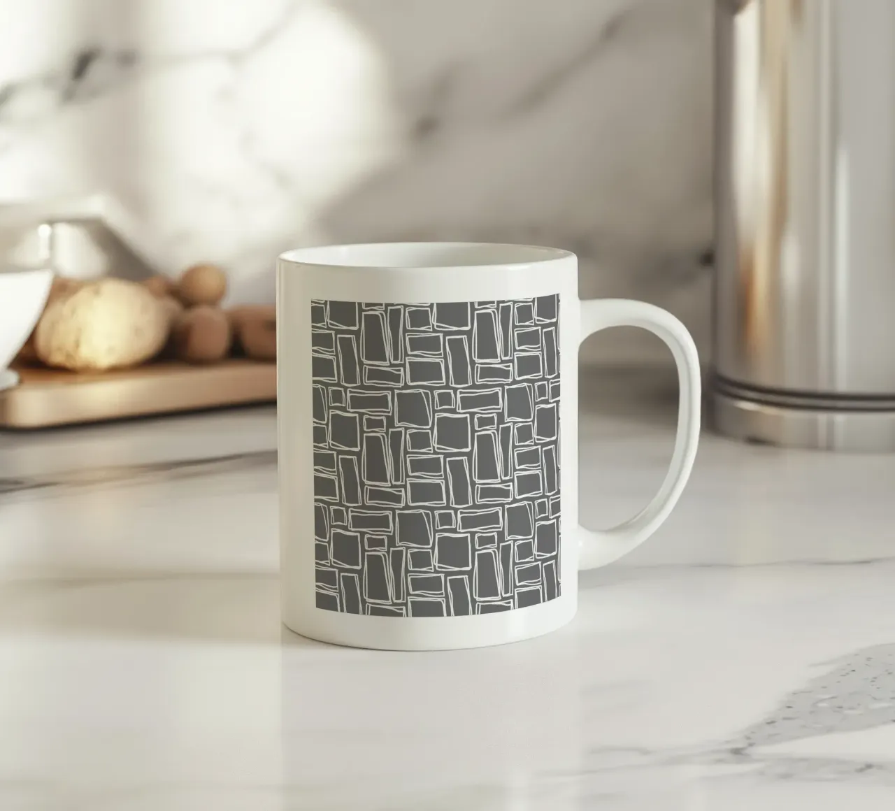Quadrati Doodle in grigio urbano tazza in ceramica da Happy Littles
