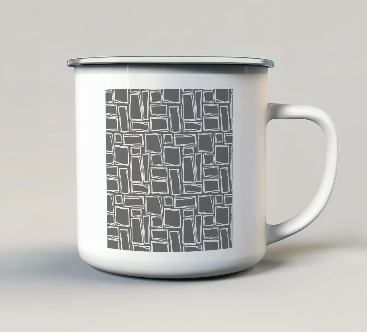 Quadrati Doodle in grigio urbano tazza in smalto da Happy Littles