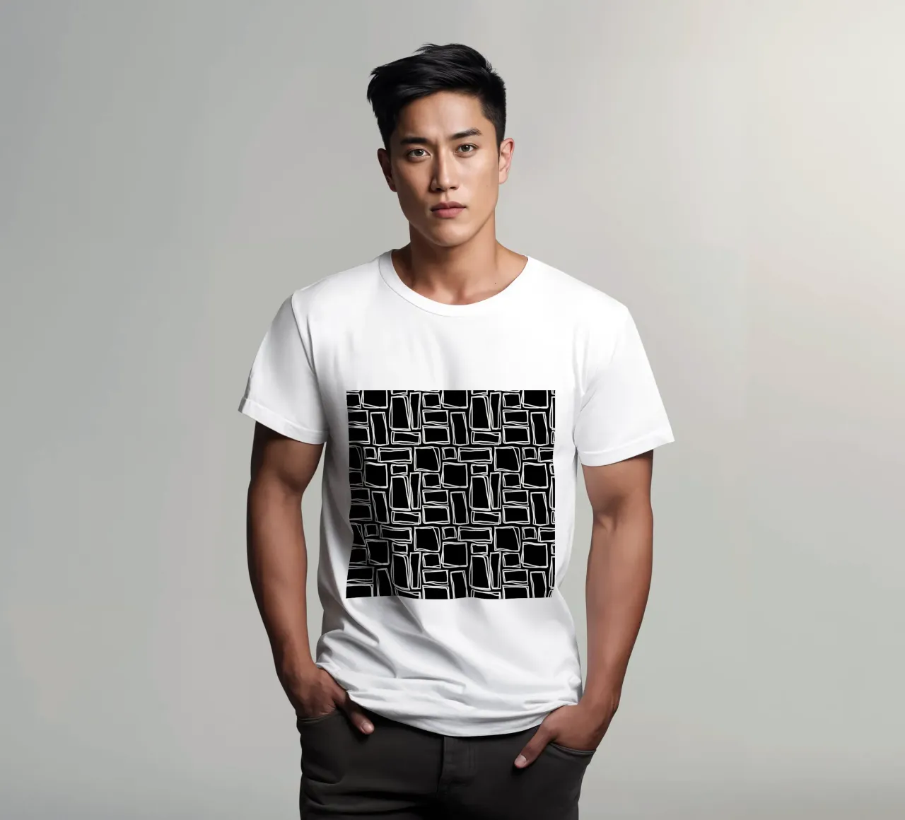 Quadrati Doodle in nero notte t-shirt da Happy Littles