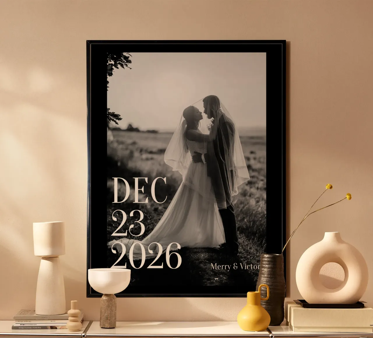 Personalizzazione monocromatica del matrimonio poster con telaio in alluminio da NEWEST CUSTOM SHOP