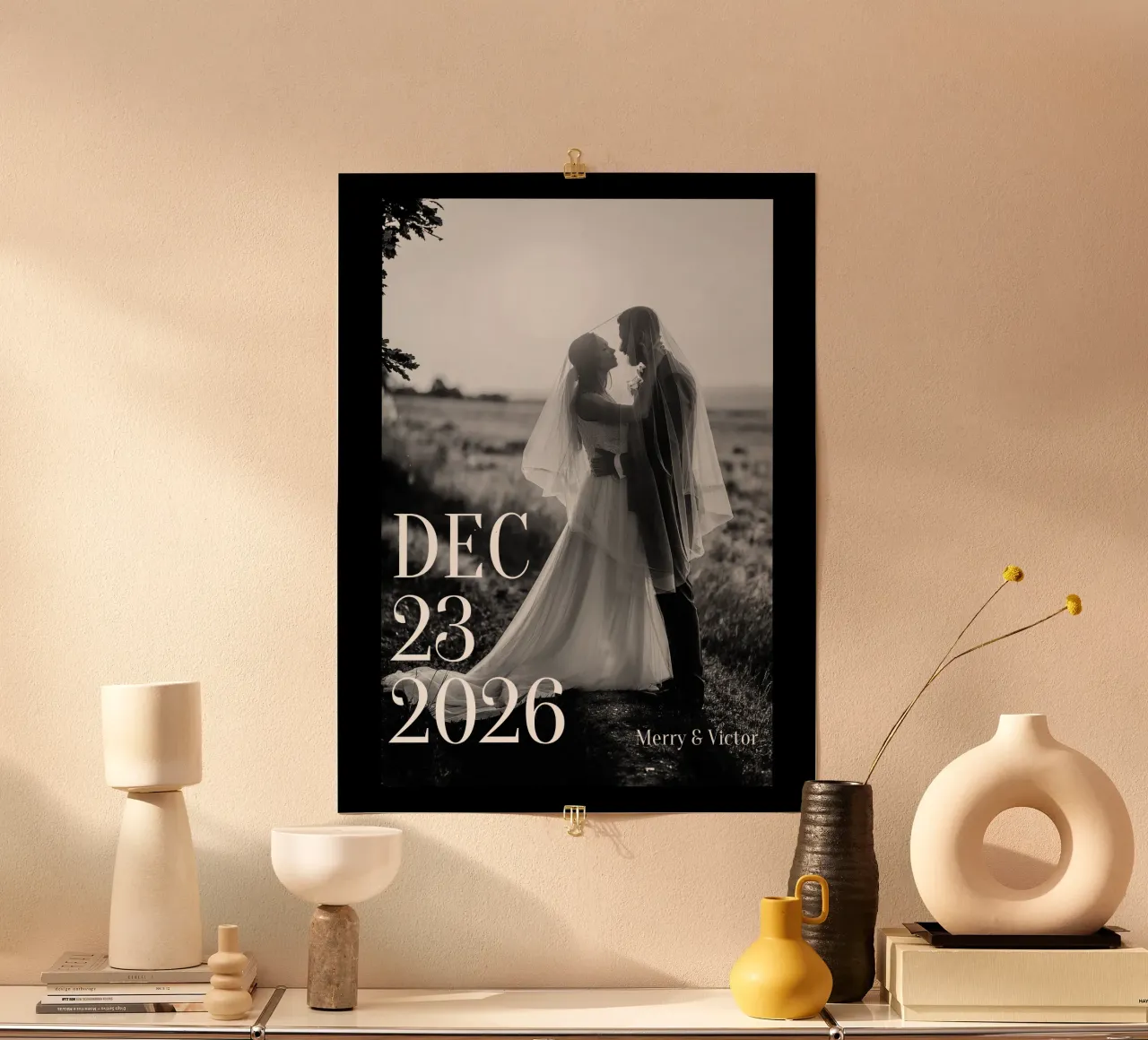 Personalizzazione monocromatica del matrimonio poster con telaio in alluminio da NEWEST CUSTOM SHOP