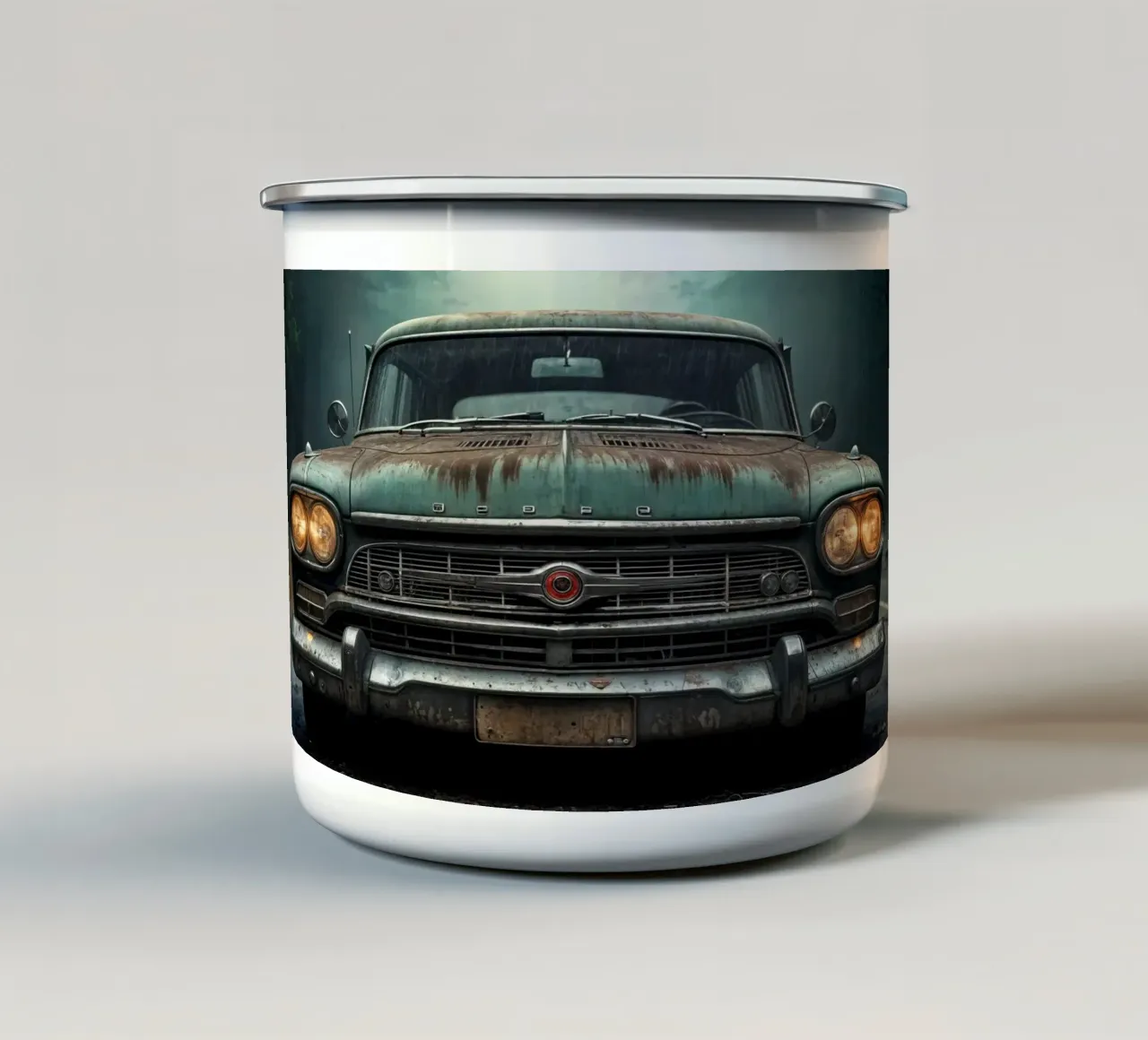Una vecchia auto misteriosa tazza in smalto da Magic Screen