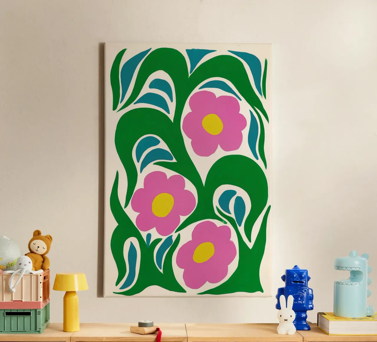 Flores abstractas de fantasía violeta | Estilo recortado lienzo con Marco flotante de Autofocus
