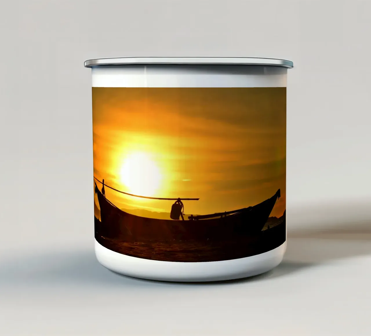 Viaggio Orizzonte d'Oro tazza in smalto da PhotoVibe Decor