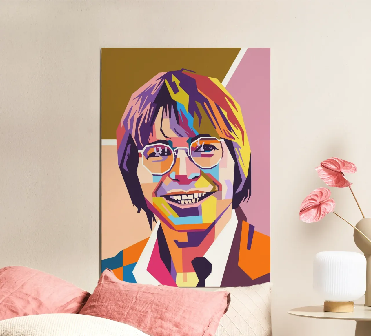 Ritratto pop art di John Denver poster con telaio in plastica da Hantamrata