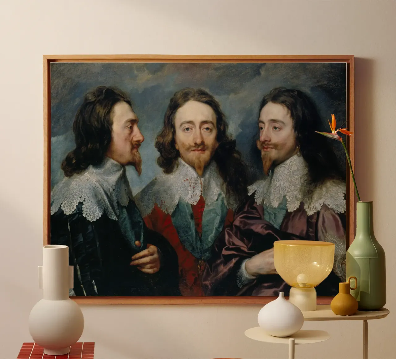 Anthony van Dyck – Charles I in Three Positions (c.1635) canvas with Floater frame by Wirla
