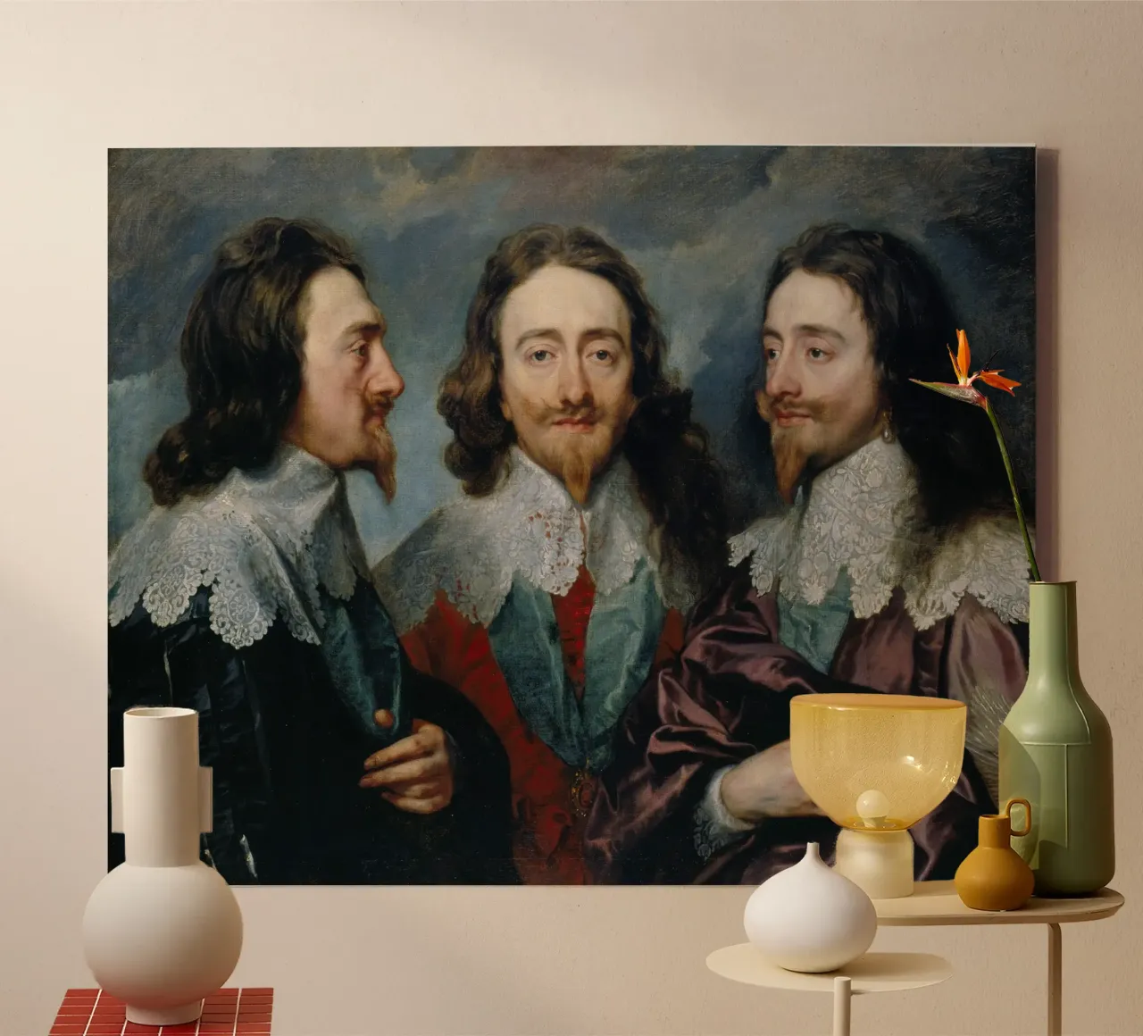 Anthony van Dyck – Charles I in Three Positions (c.1635) canvas with Floater frame by Wirla