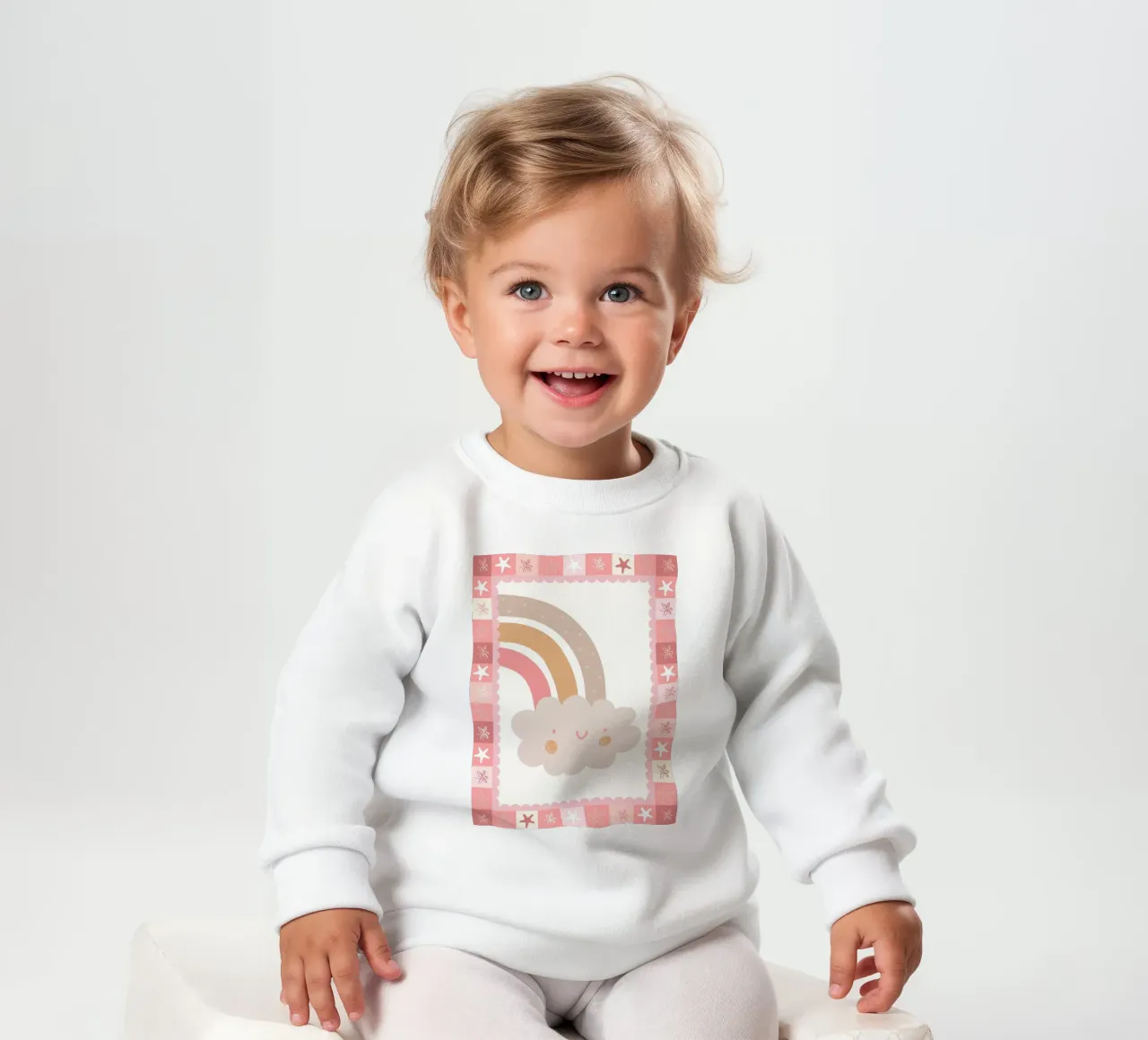 Stampa Boho per bambini, Poster Arcobaleno Nuvola Felice felpa neonato da SunshinePrints