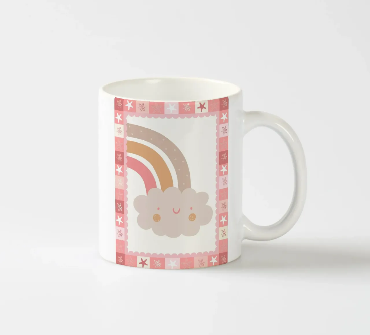 Stampa Boho per bambini, Poster Arcobaleno Nuvola Felice tazza in ceramica da SunshinePrints