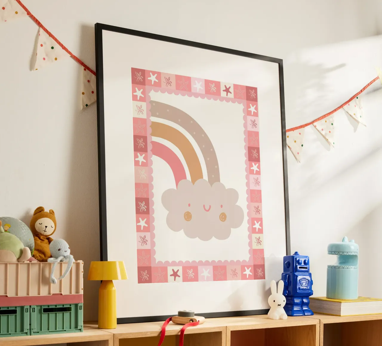 Stampa Boho per bambini, Poster Arcobaleno Nuvola Felice carta hahnemühle da SunshinePrints