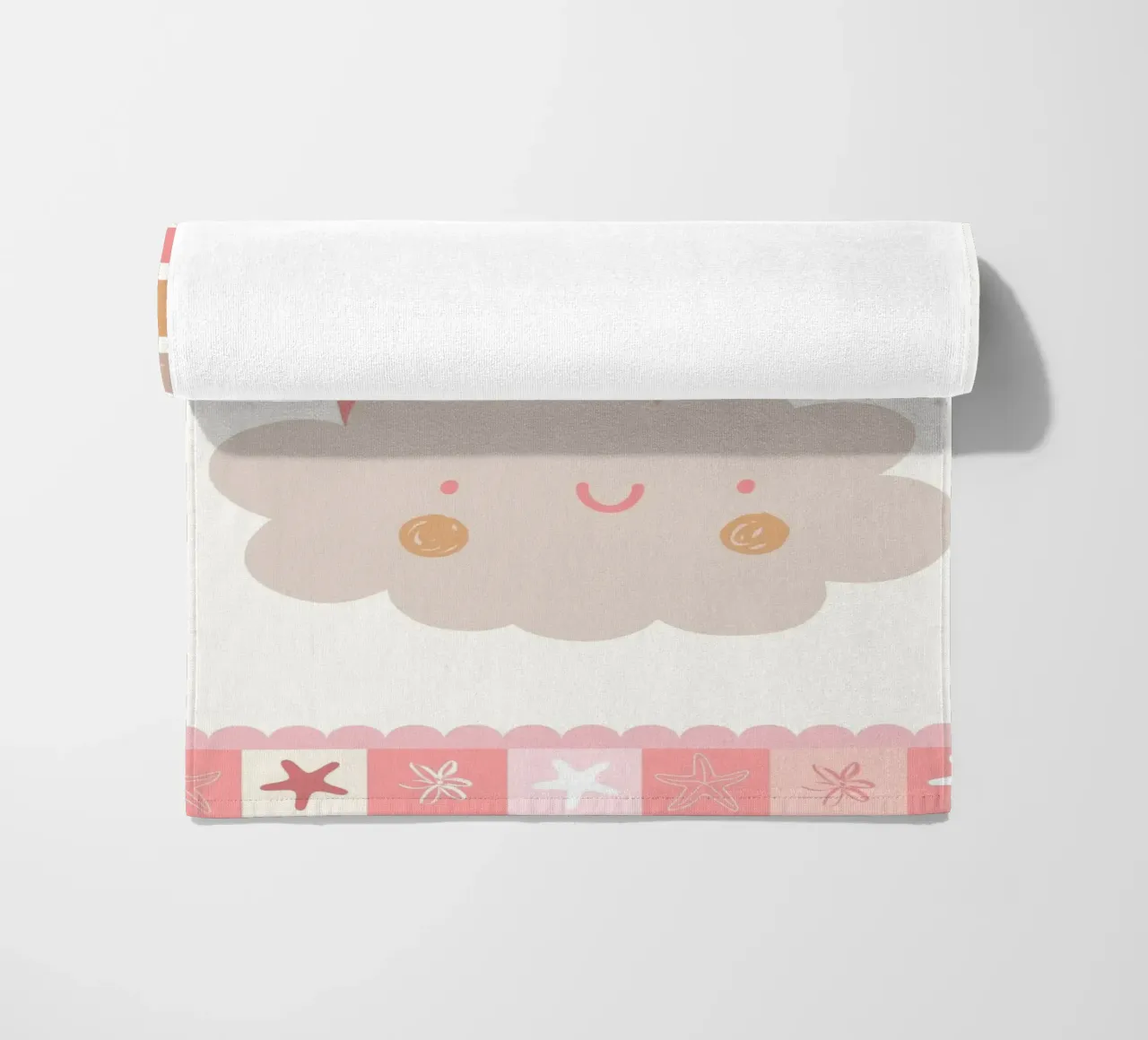 Boho Kids Print, Happy Cloud Rainbow Poster beach towel by SunshinePrints
