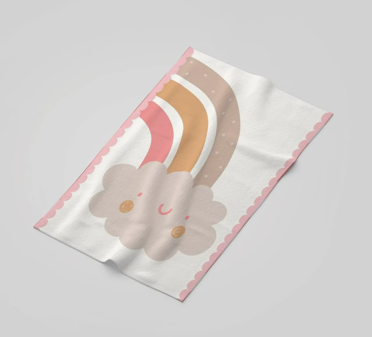 Boho Kids Print, Happy Cloud Rainbow Poster beach towel by SunshinePrints