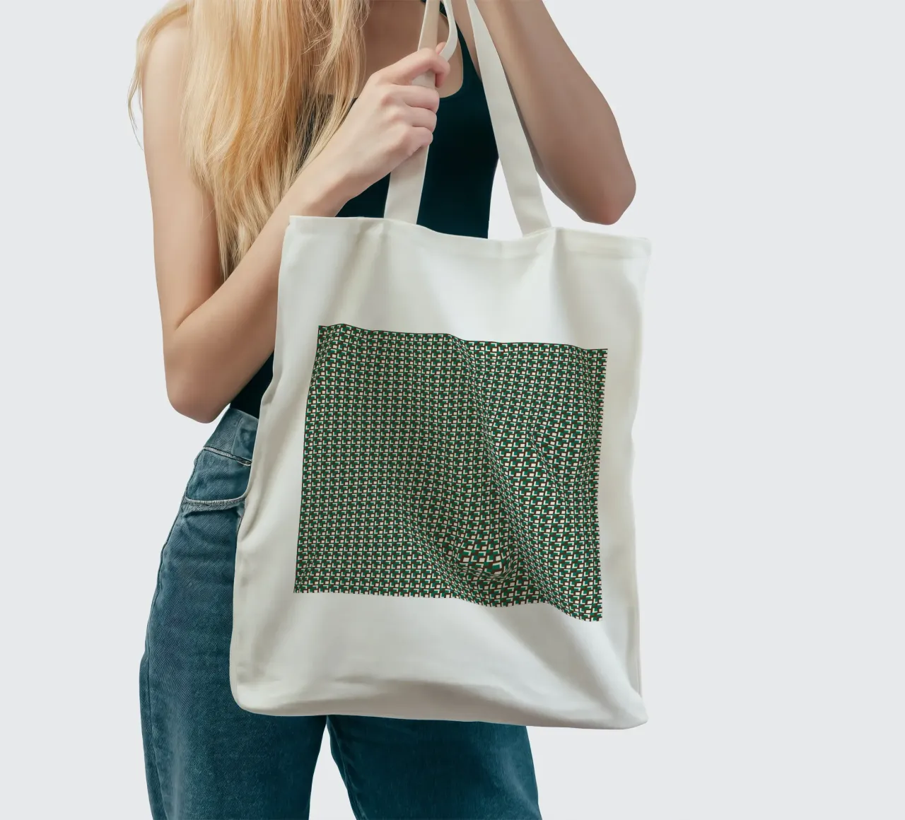 Interlocking grid pattern tote bag by Little Dean