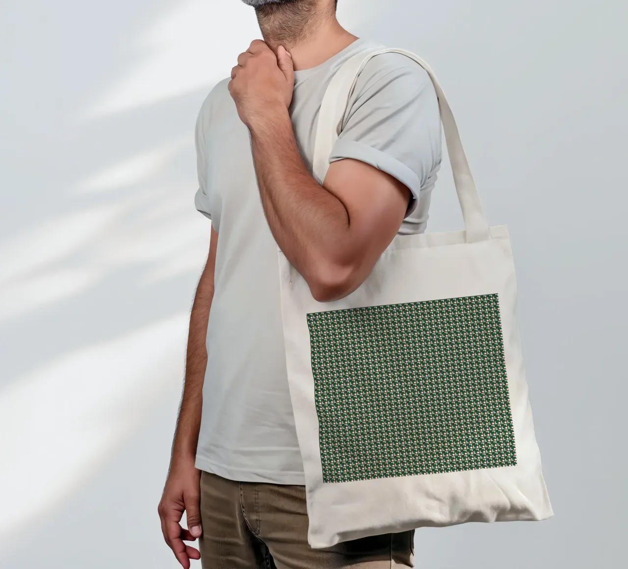 Interlocking grid pattern tote bag by Little Dean