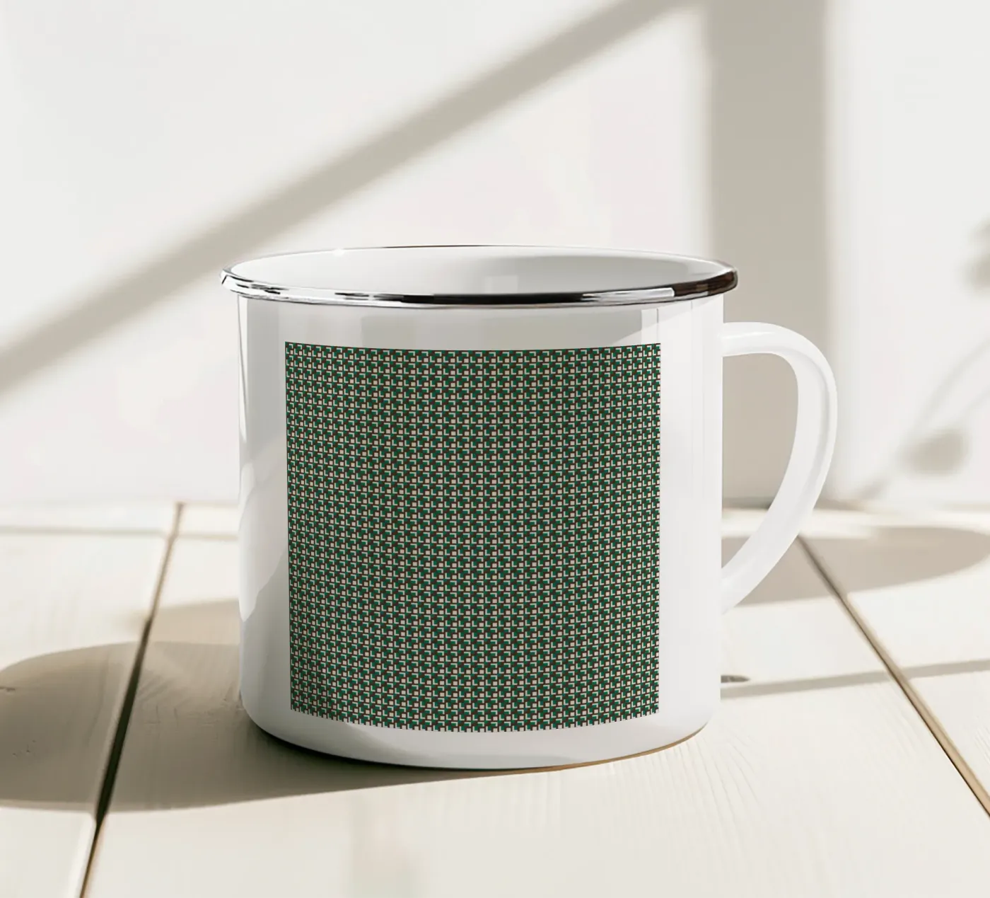 Interlocking grid pattern Emaille Tasse von Little Dean