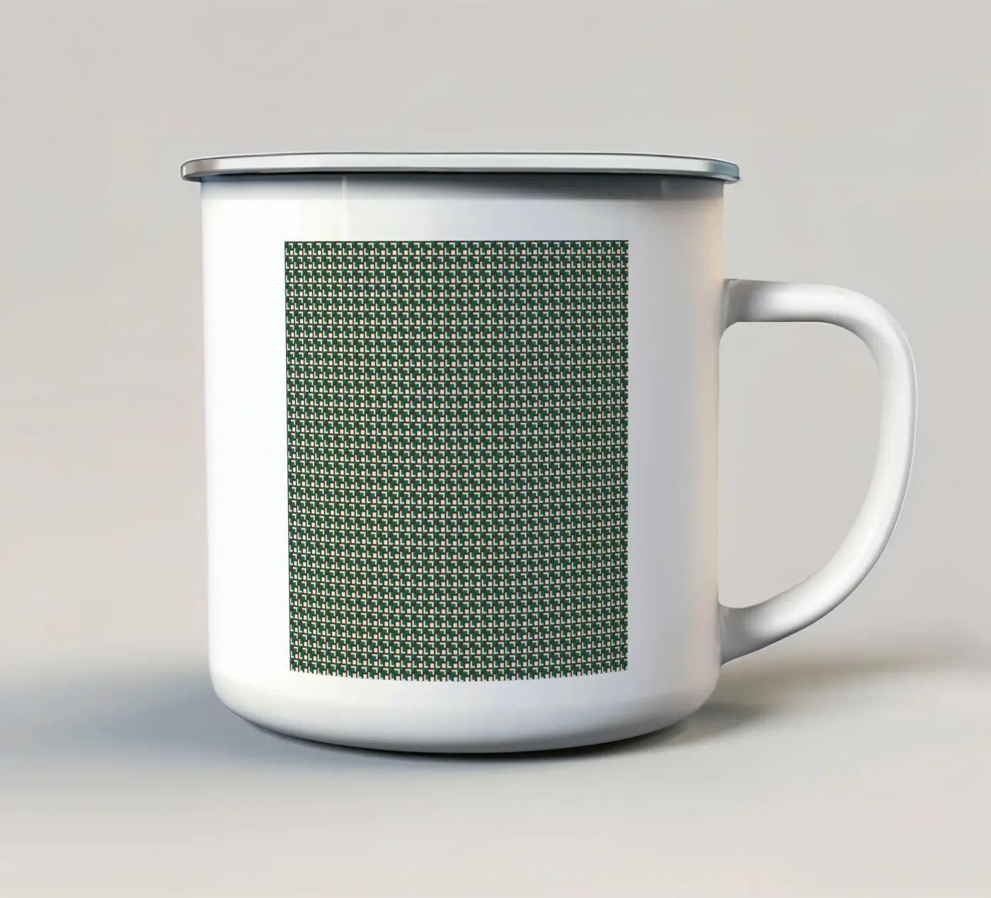 Interlocking grid pattern Emaille Tasse von Little Dean