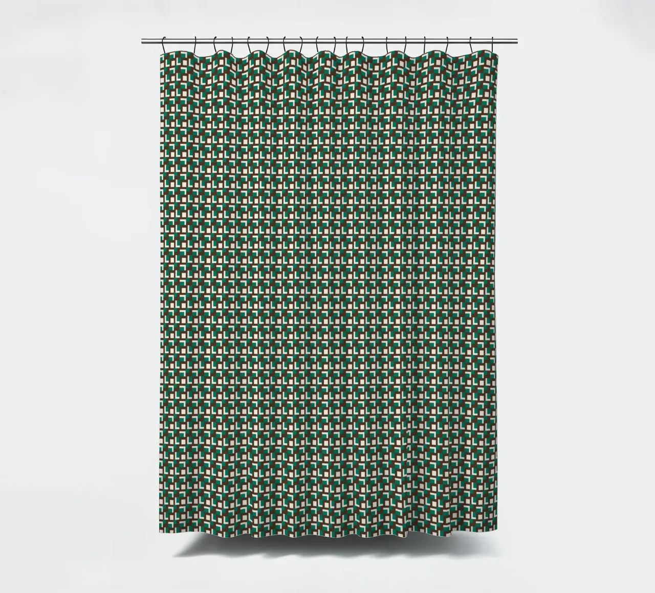 Interlocking grid pattern shower curtain by Little Dean