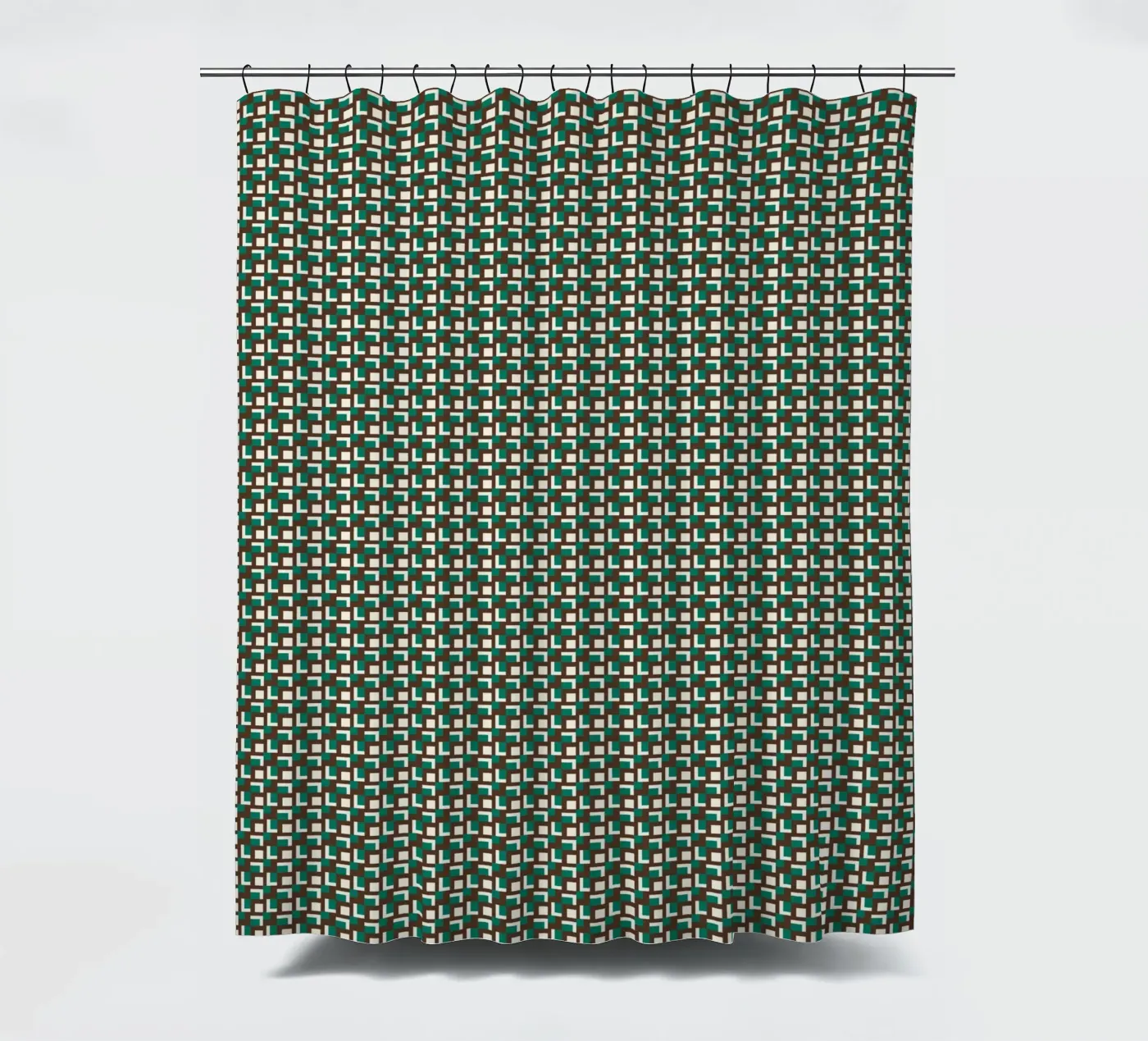 Interlocking grid pattern shower curtain by Little Dean