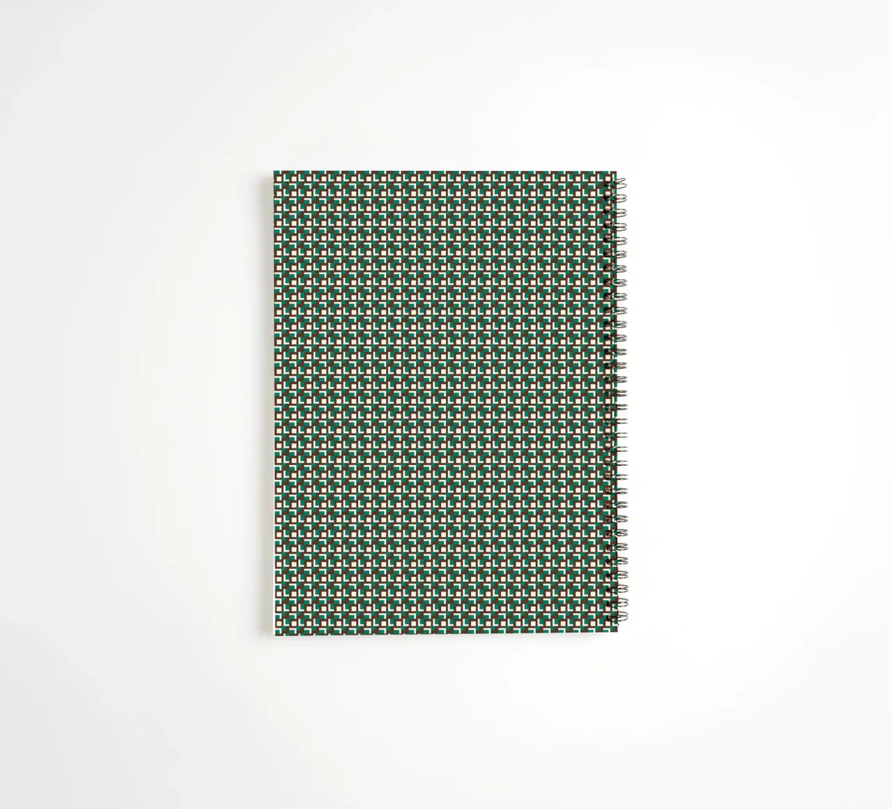 Interlocking grid pattern spiral notebook by Little Dean