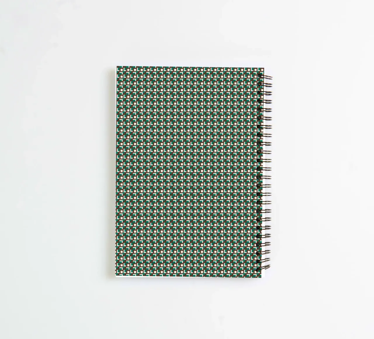 Interlocking grid pattern spiral notebook by Little Dean