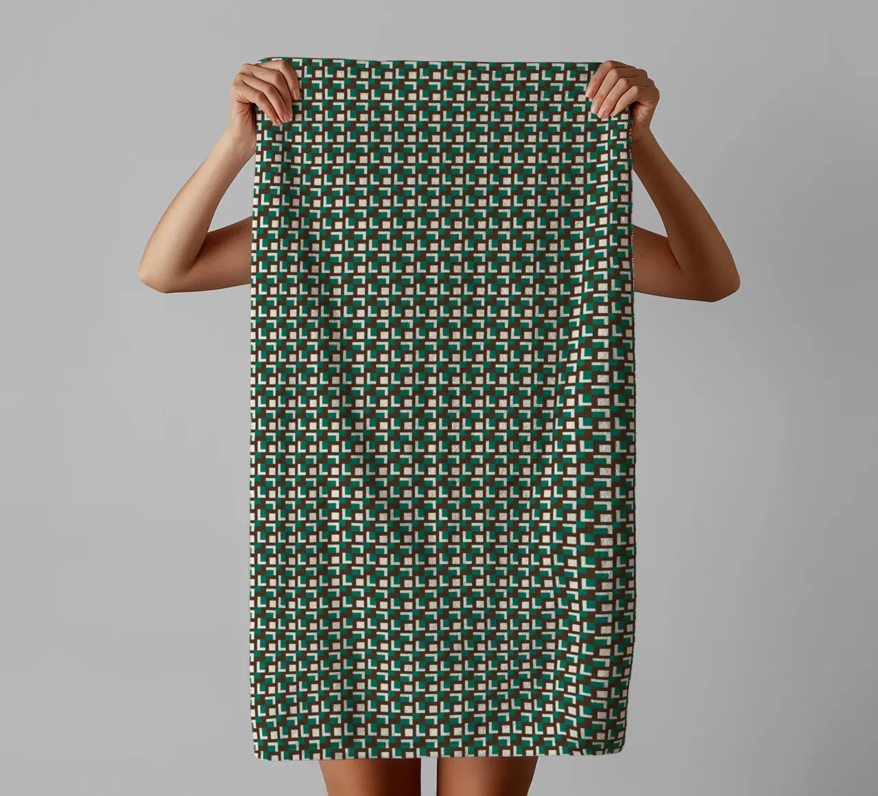 Interlocking grid pattern towel by Little Dean