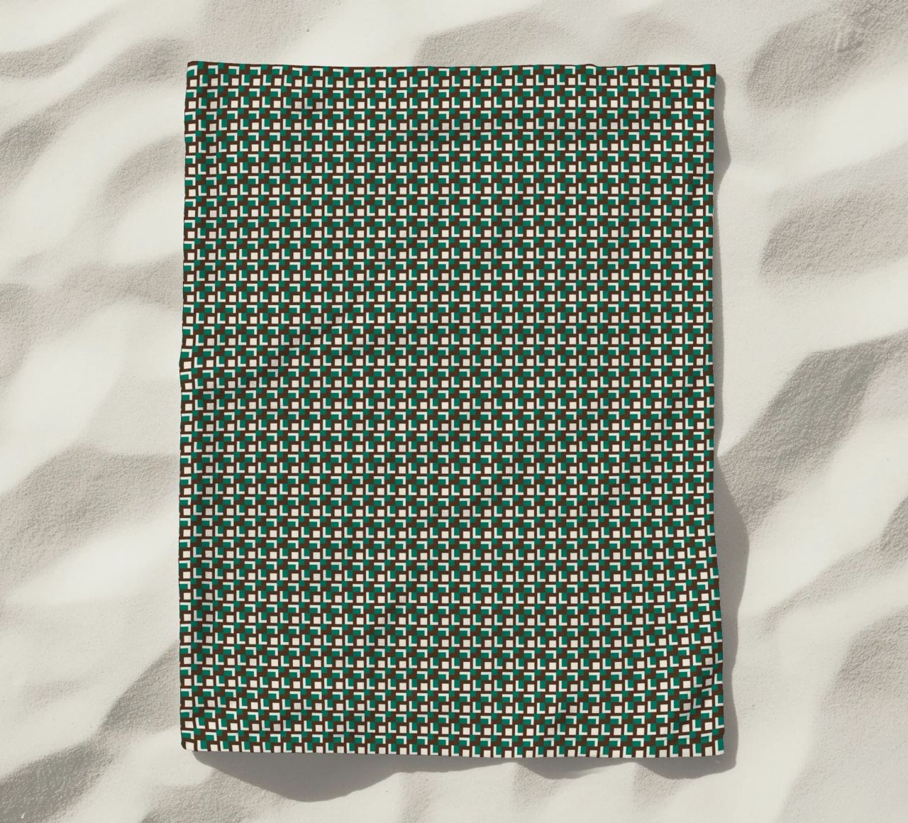 Interlocking grid pattern beach towel by Little Dean