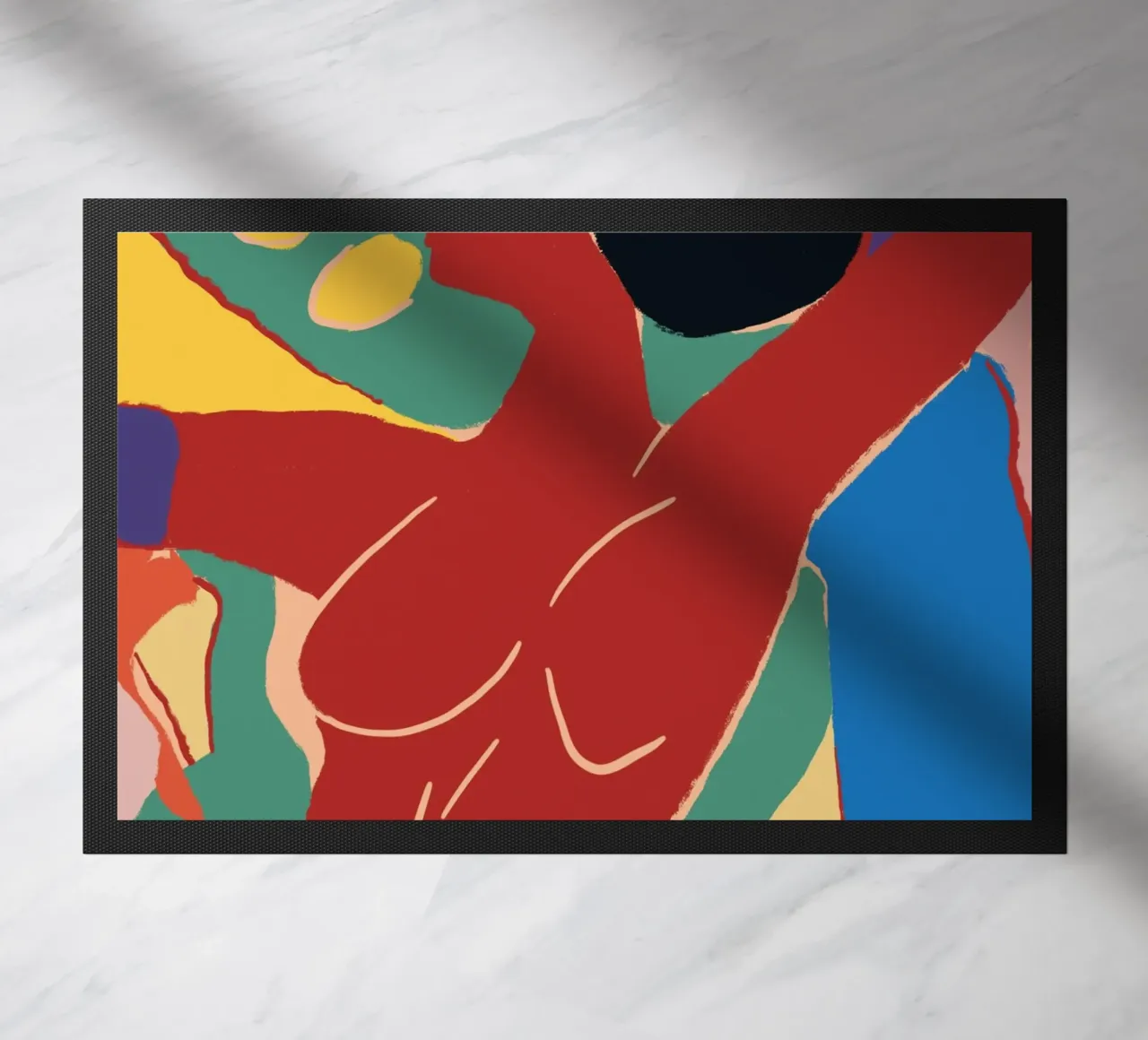 Energetic bold composition doormat by Little Dean