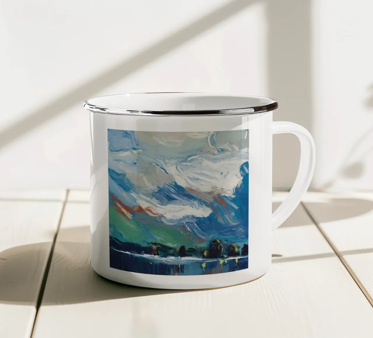 Nuvole vorticose tazza in smalto da Little Dean