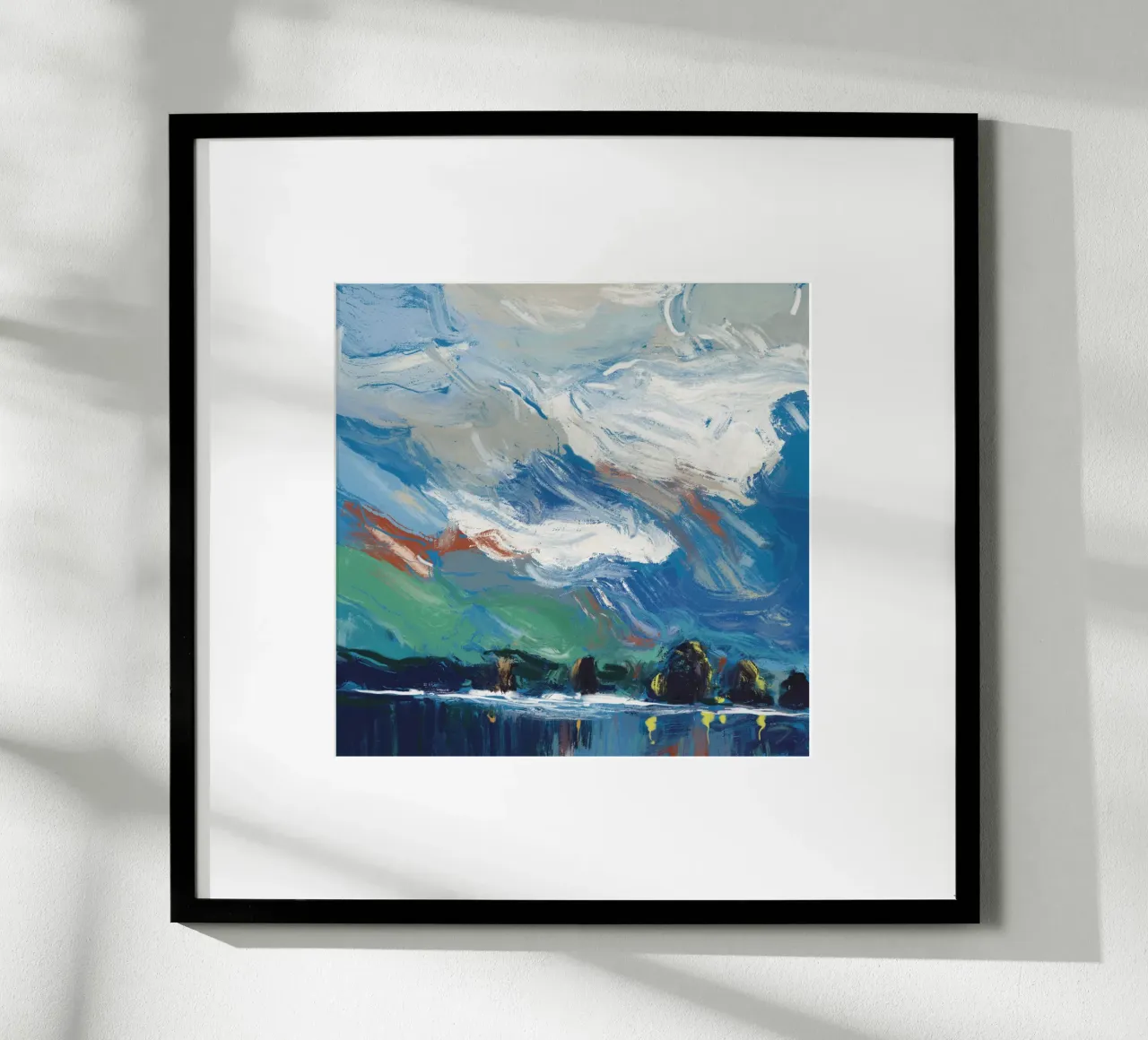 Nuvole vorticose poster con telaio in legno da Little Dean