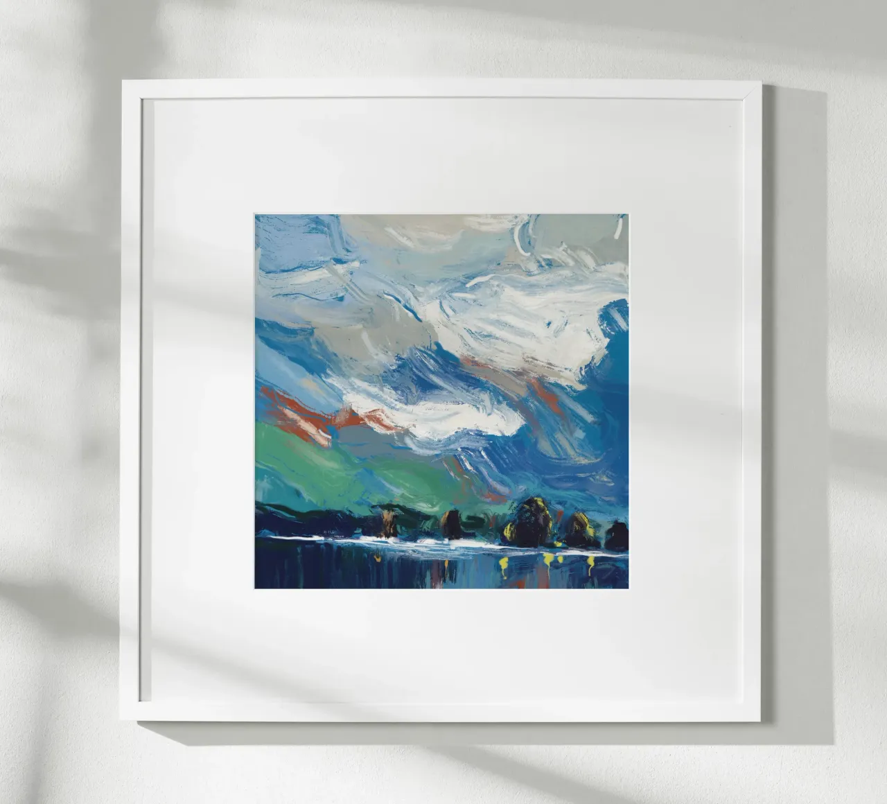 Nuvole vorticose poster con telaio in legno da Little Dean