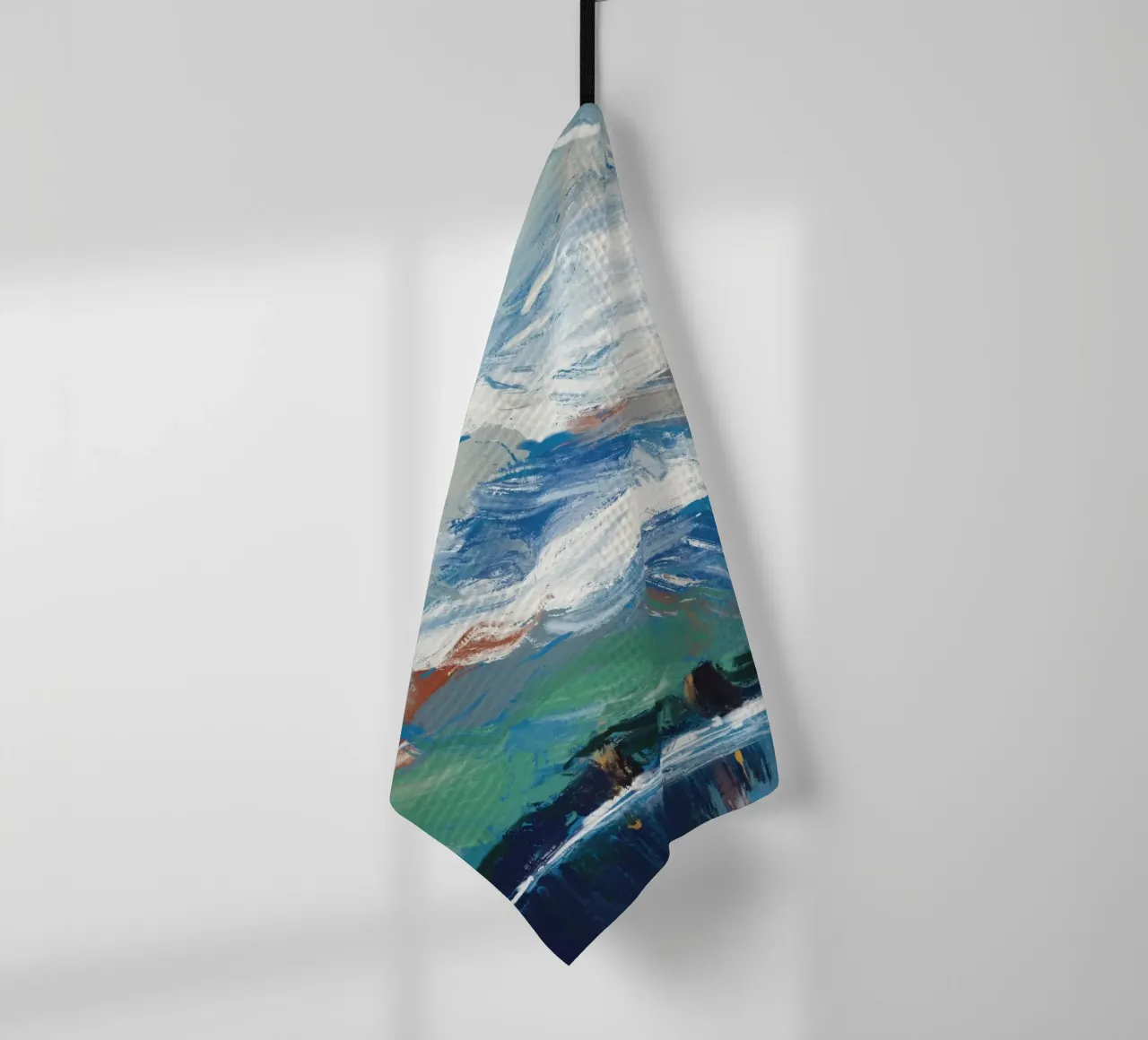 Swirling clouds tea towel by Little Dean