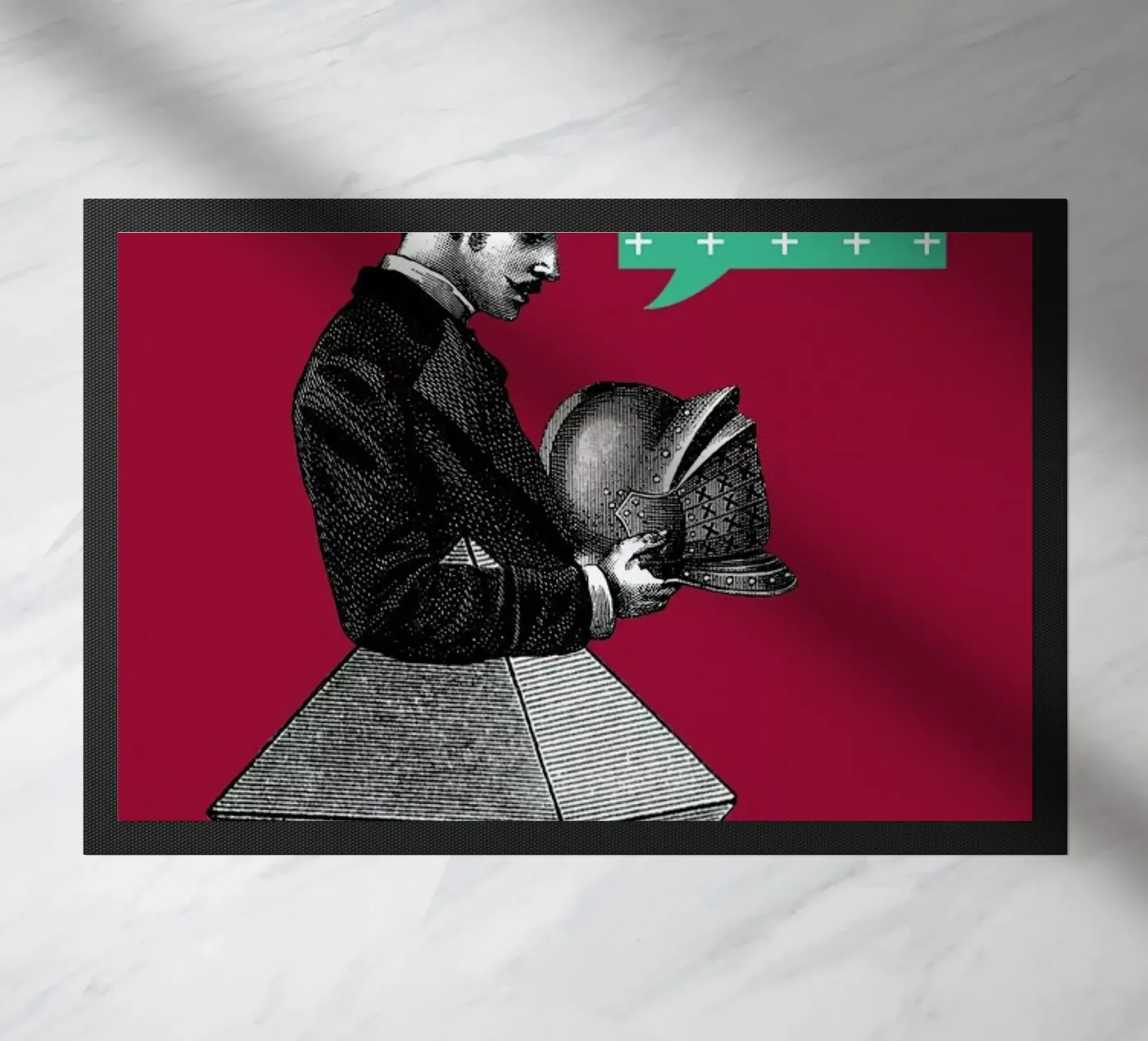 Red Conversation paillasson de The Gently Unfurling Sneak