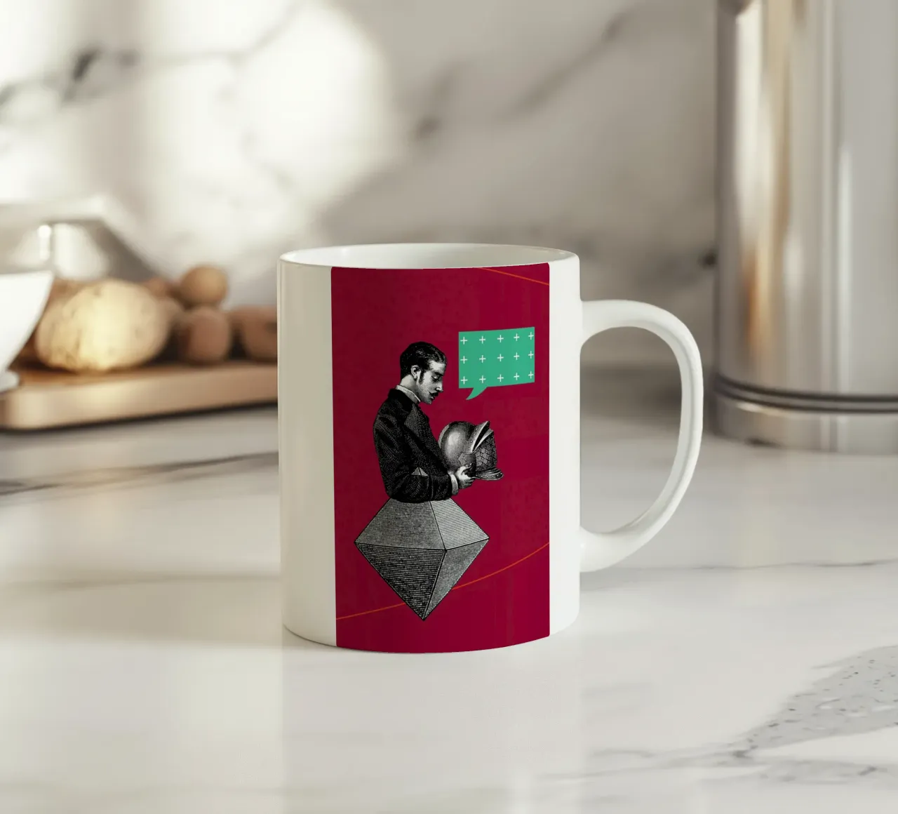 Red Conversation Keramik Tasse von The Gently Unfurling Sneak