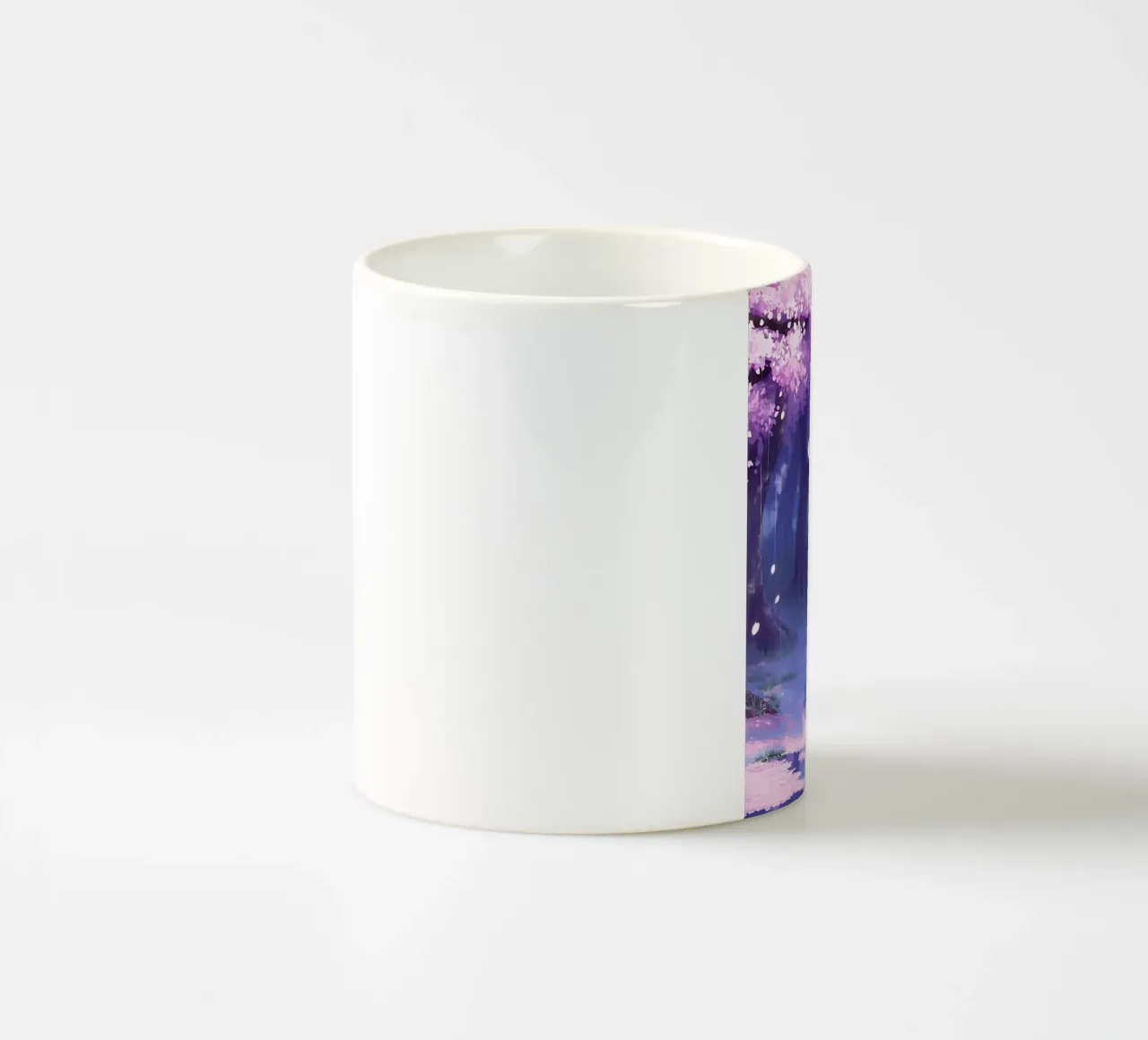 Un ragazzo che cammina tra gli alberi di ciliegio in fiore Lofi Art tazza in ceramica da LoFi Gallery
