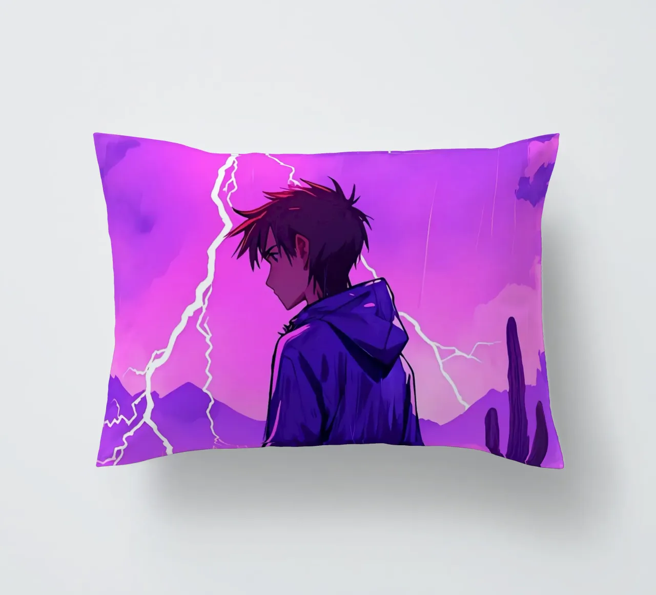 Un By debout devant l'orage dans le désert Lofi Art coussin de LoFi Gallery