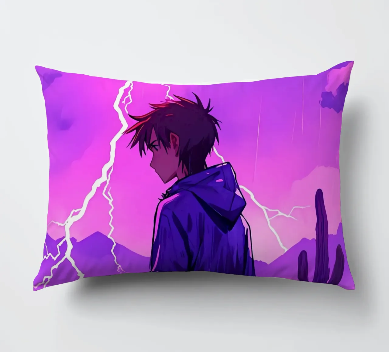Un By debout devant l'orage dans le désert Lofi Art coussin de LoFi Gallery
