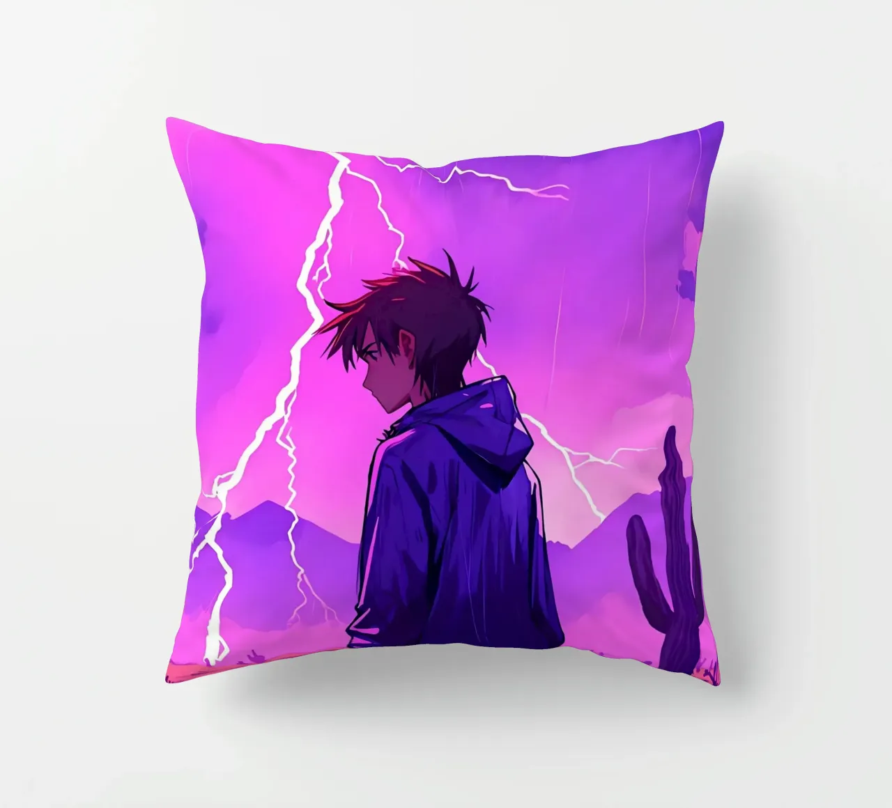 Un By debout devant l'orage dans le désert Lofi Art coussin de LoFi Gallery