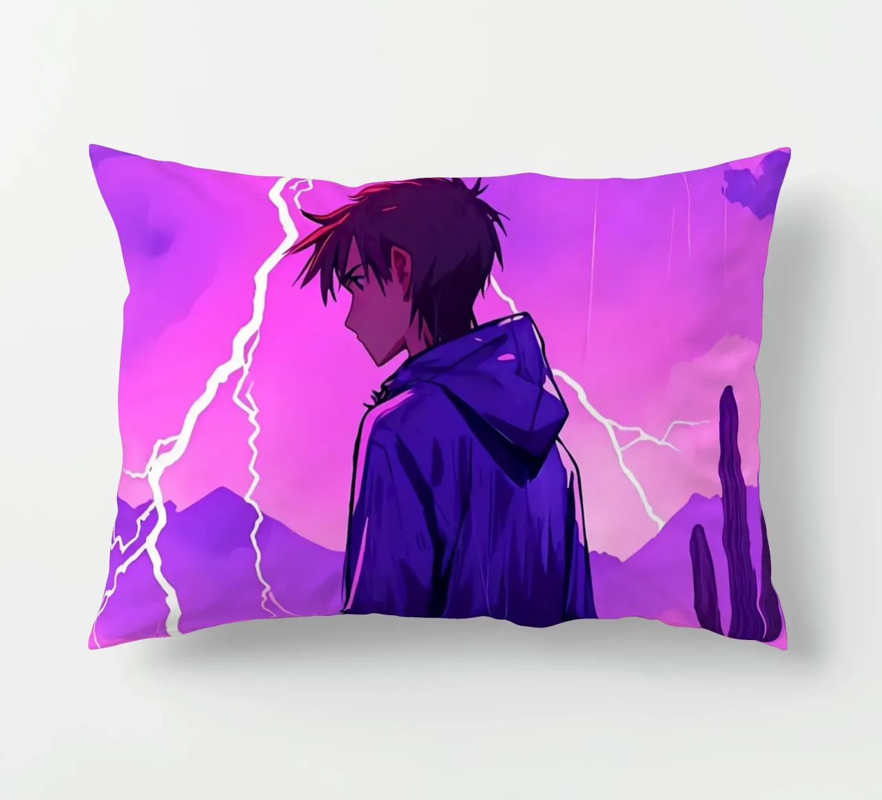 Un By debout devant l'orage dans le désert Lofi Art coussin de LoFi Gallery