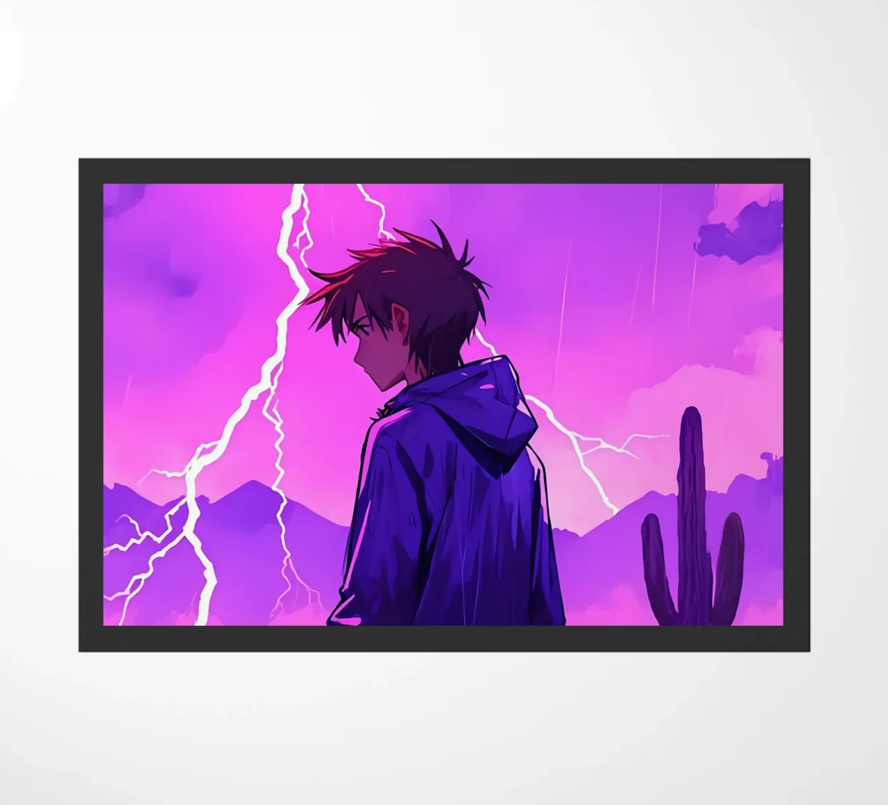 Un By debout devant l'orage dans le désert Lofi Art paillasson de LoFi Gallery