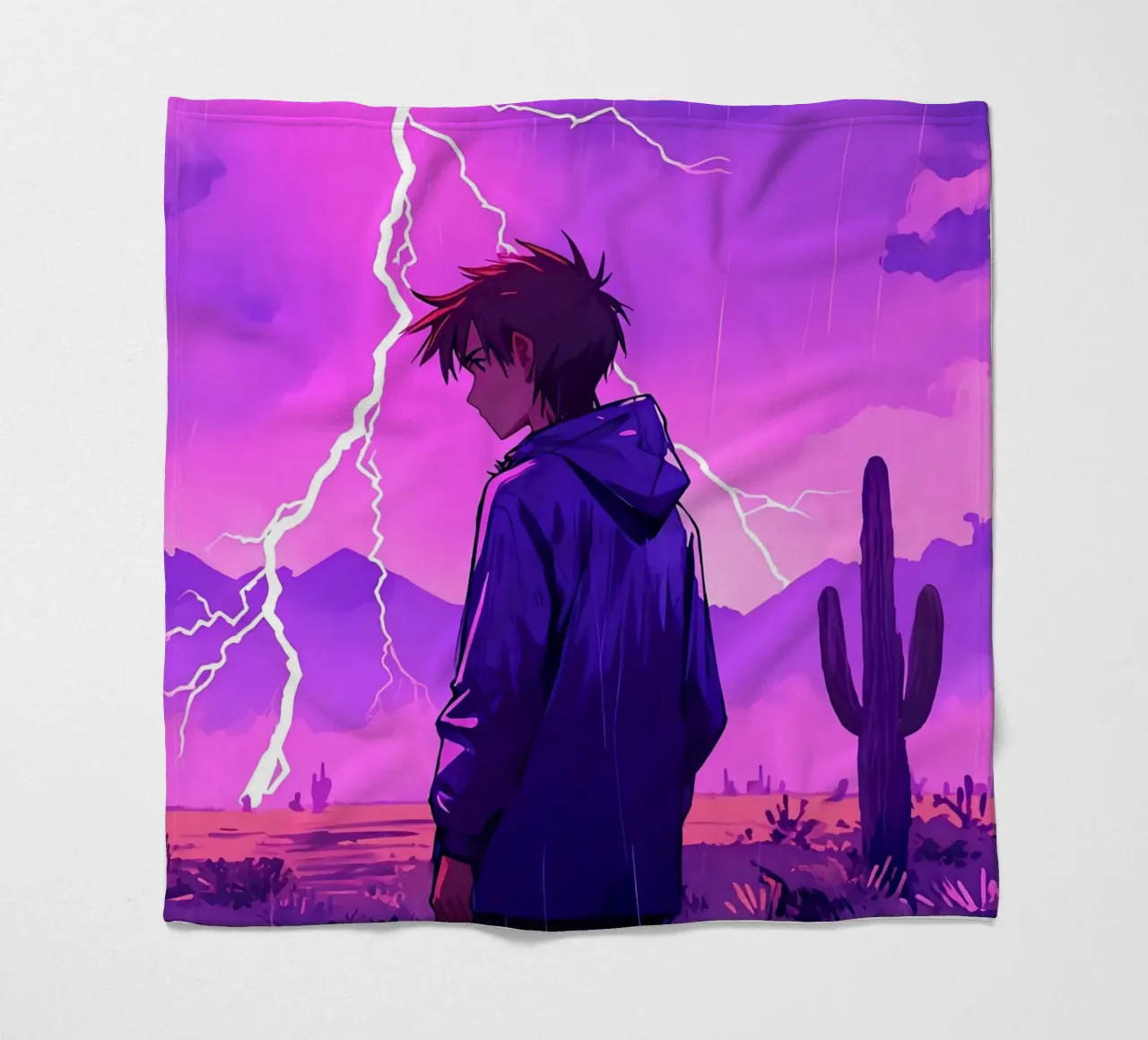 Un By debout devant l'orage dans le désert Lofi Art plaid polaire de LoFi Gallery