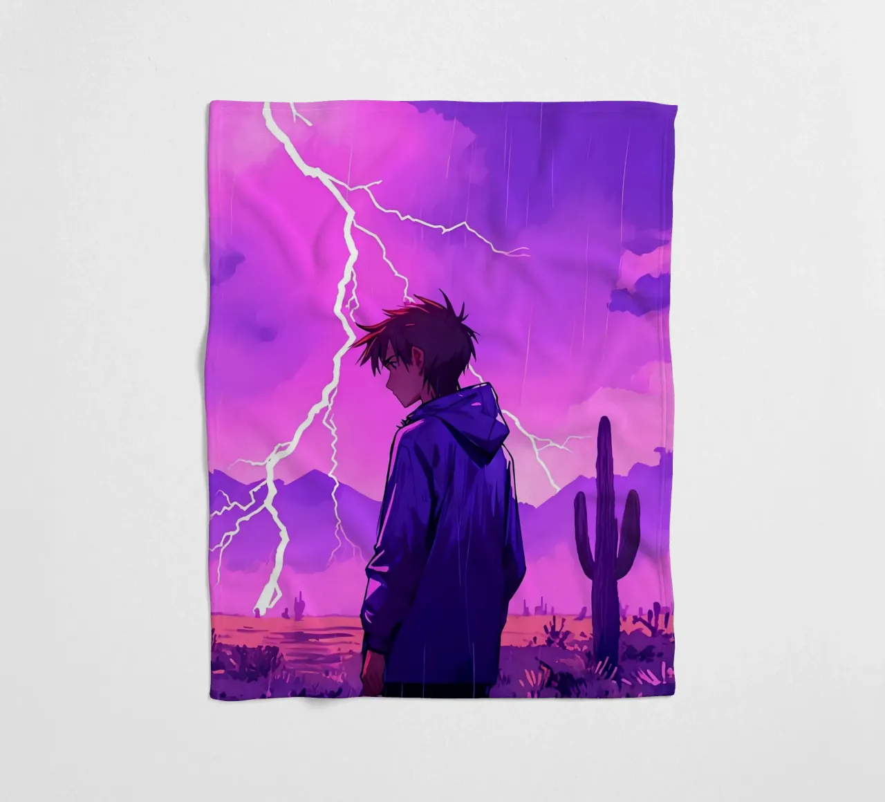 Un By debout devant l'orage dans le désert Lofi Art plaid polaire de LoFi Gallery