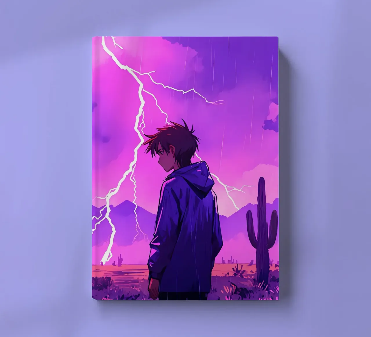 Un By debout devant l'orage dans le désert Lofi Art carnet de notes de LoFi Gallery